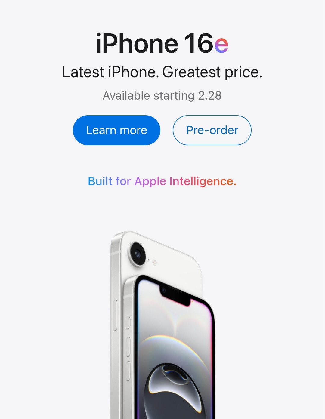 iPhone 16e - Latest iPhone. Greatest Price - Apple Store Mobile Hero(1) iPhone 16e - Latest iPhone. Greatest Price - Apple Store Mobile Hero(1)